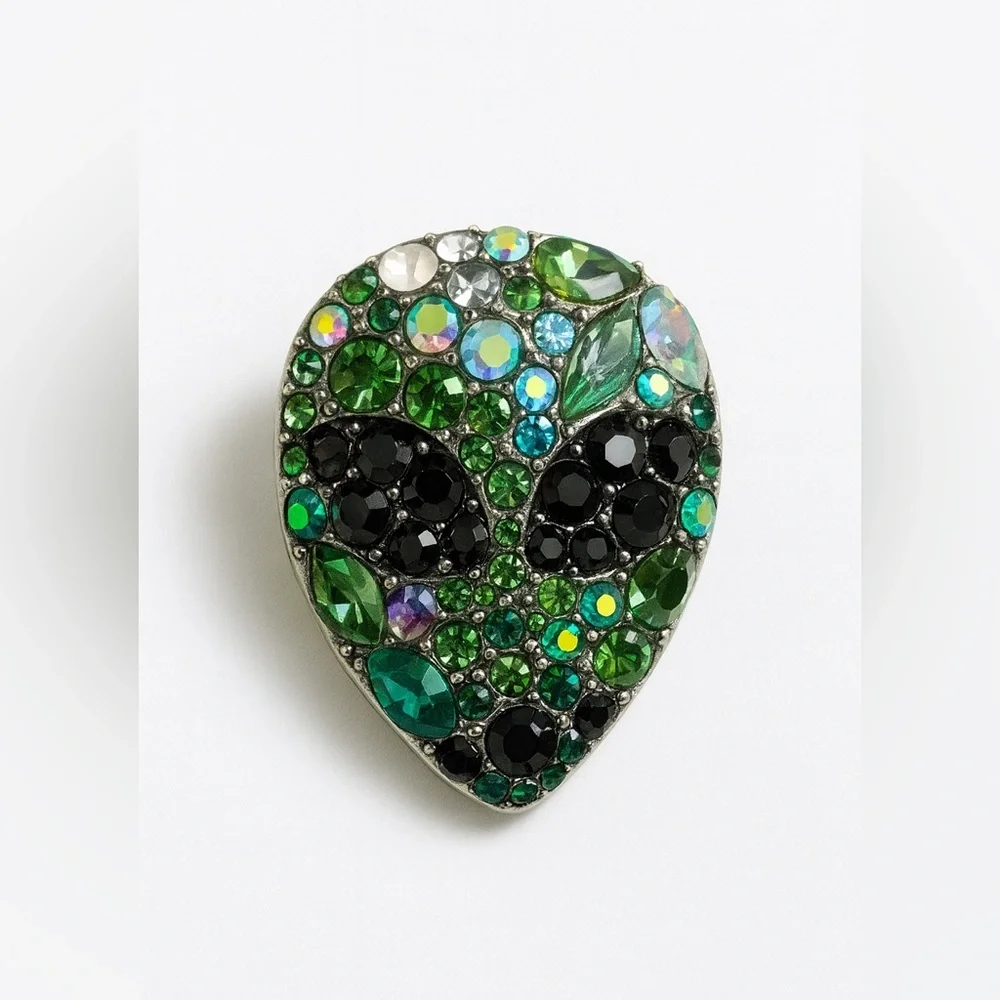 ⚜️❤️🔥 Aliené Rhinestone Brooch 👽💎💚 - Picture 1 of 7